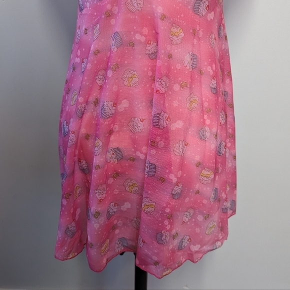 Y2K Victoria's Secret Cupcake Print Mesh Slip‎ Dress Lingerie Babydoll - Picture 10 of 12